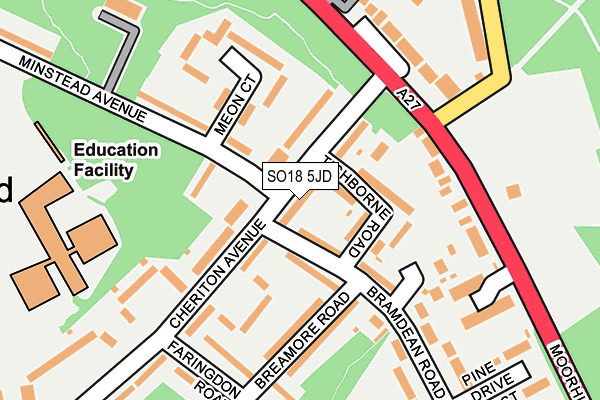 SO18 5JD map - OS OpenMap – Local (Ordnance Survey)