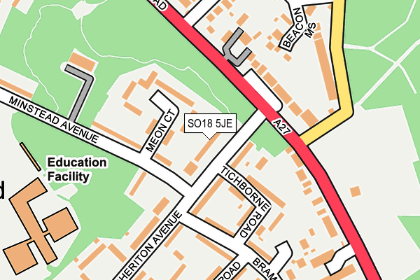 SO18 5JE map - OS OpenMap – Local (Ordnance Survey)