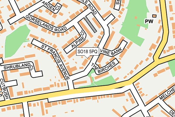 SO18 5PQ map - OS OpenMap – Local (Ordnance Survey)