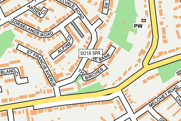 SO18 5PR map - OS OpenMap – Local (Ordnance Survey)