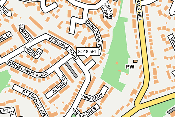 SO18 5PT map - OS OpenMap – Local (Ordnance Survey)