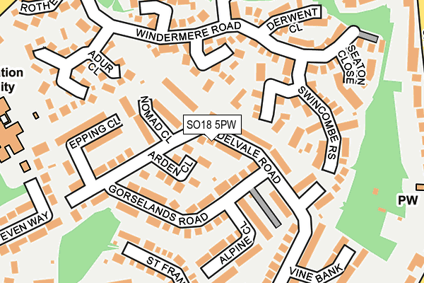 SO18 5PW map - OS OpenMap – Local (Ordnance Survey)