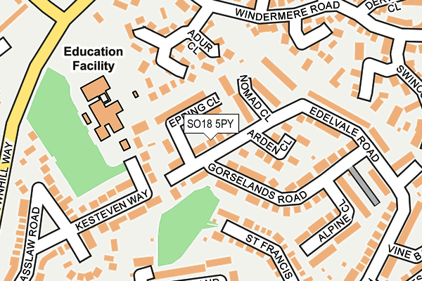 SO18 5PY map - OS OpenMap – Local (Ordnance Survey)