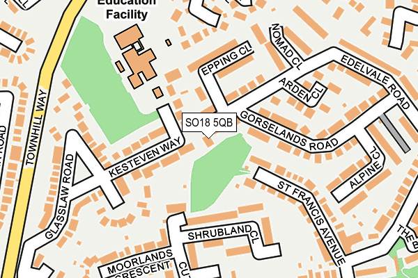 SO18 5QB map - OS OpenMap – Local (Ordnance Survey)