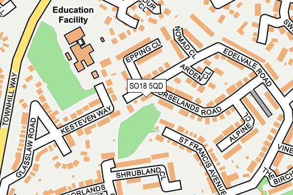 SO18 5QD map - OS OpenMap – Local (Ordnance Survey)