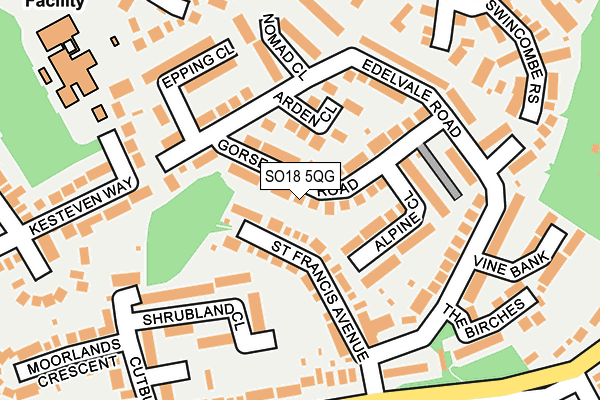 SO18 5QG map - OS OpenMap – Local (Ordnance Survey)