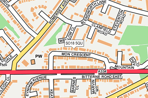 SO18 5QU map - OS OpenMap – Local (Ordnance Survey)