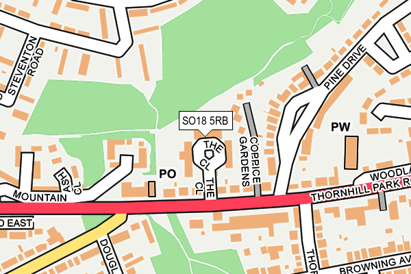 SO18 5RB map - OS OpenMap – Local (Ordnance Survey)