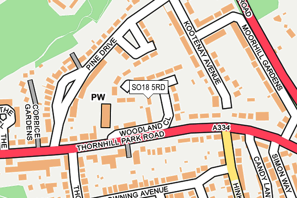 SO18 5RD map - OS OpenMap – Local (Ordnance Survey)