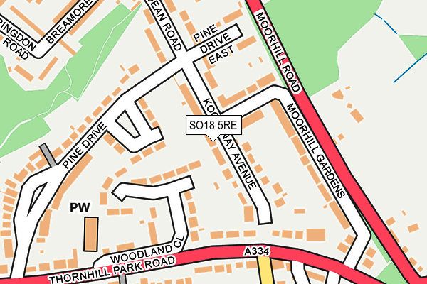 SO18 5RE map - OS OpenMap – Local (Ordnance Survey)