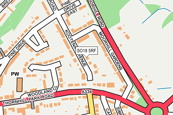 SO18 5RF map - OS OpenMap – Local (Ordnance Survey)