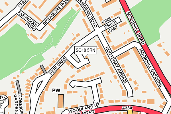 SO18 5RN map - OS OpenMap – Local (Ordnance Survey)