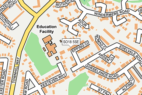 SO18 5SE map - OS OpenMap – Local (Ordnance Survey)