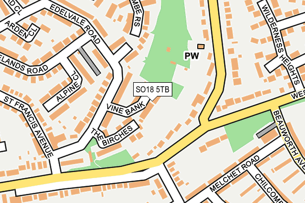 SO18 5TB map - OS OpenMap – Local (Ordnance Survey)