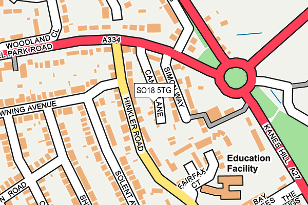 SO18 5TG map - OS OpenMap – Local (Ordnance Survey)