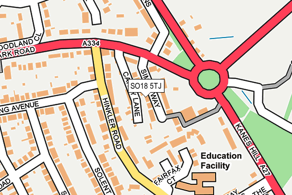 SO18 5TJ map - OS OpenMap – Local (Ordnance Survey)