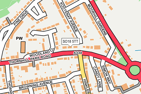 SO18 5TT map - OS OpenMap – Local (Ordnance Survey)