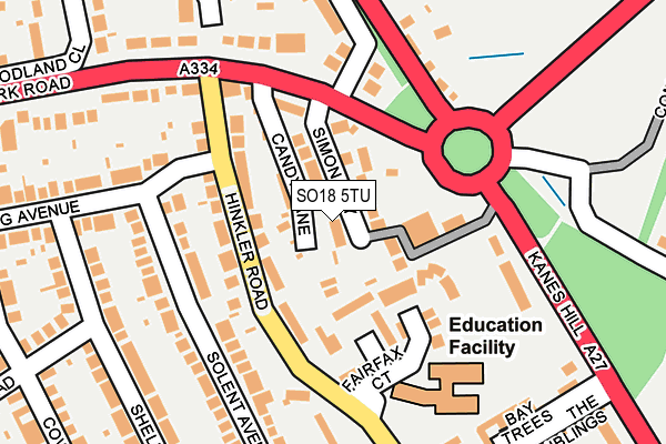 SO18 5TU map - OS OpenMap – Local (Ordnance Survey)