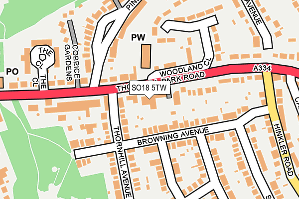 SO18 5TW map - OS OpenMap – Local (Ordnance Survey)