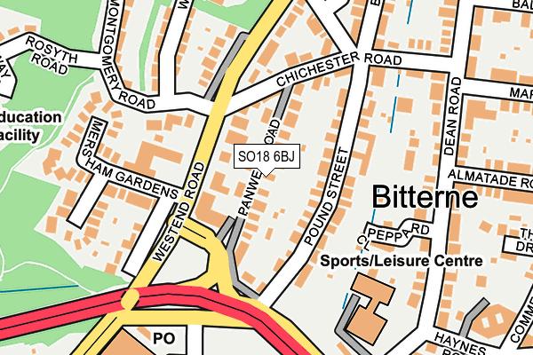 SO18 6BJ map - OS OpenMap – Local (Ordnance Survey)