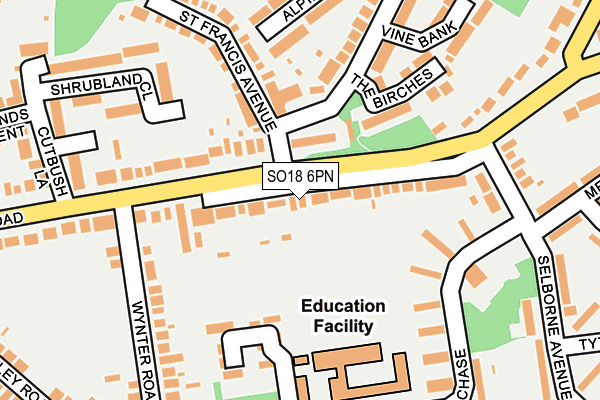 SO18 6PN map - OS OpenMap – Local (Ordnance Survey)