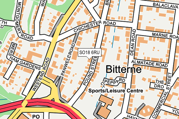 SO18 6RU map - OS OpenMap – Local (Ordnance Survey)