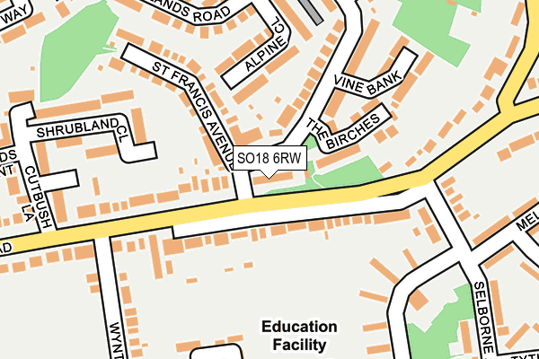 SO18 6RW map - OS OpenMap – Local (Ordnance Survey)