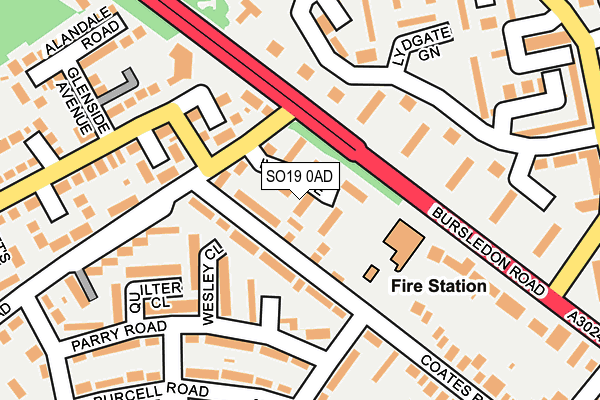 SO19 0AD map - OS OpenMap – Local (Ordnance Survey)