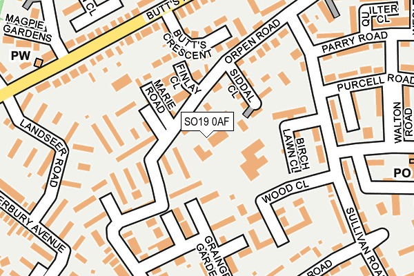 SO19 0AF map - OS OpenMap – Local (Ordnance Survey)