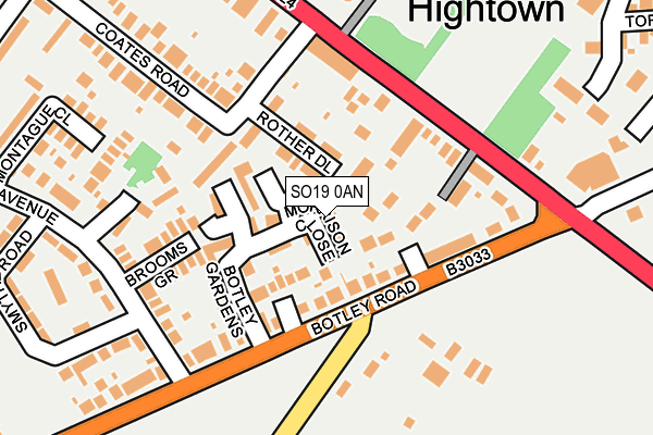 SO19 0AN map - OS OpenMap – Local (Ordnance Survey)