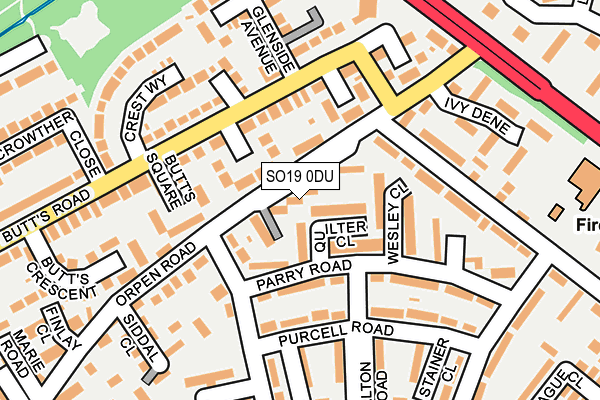 SO19 0DU map - OS OpenMap – Local (Ordnance Survey)