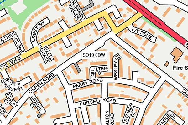 SO19 0DW map - OS OpenMap – Local (Ordnance Survey)