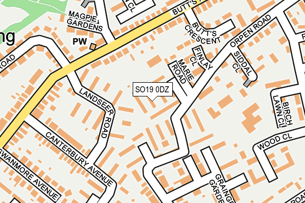 SO19 0DZ map - OS OpenMap – Local (Ordnance Survey)