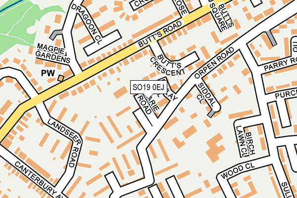 SO19 0EJ map - OS OpenMap – Local (Ordnance Survey)