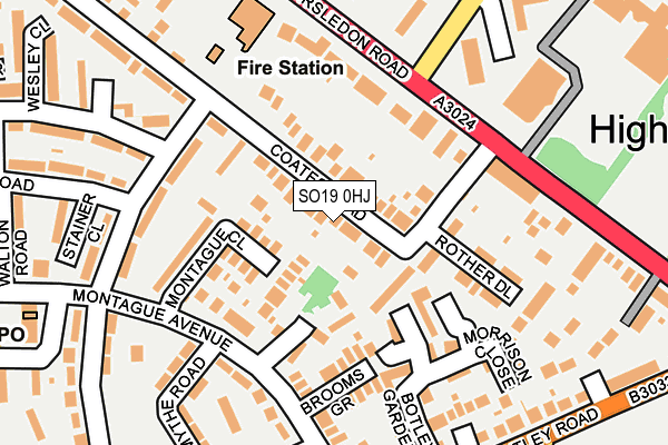 SO19 0HJ map - OS OpenMap – Local (Ordnance Survey)