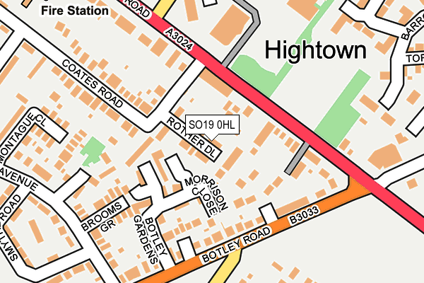 SO19 0HL map - OS OpenMap – Local (Ordnance Survey)