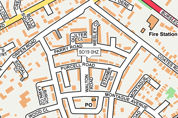 SO19 0HZ map - OS OpenMap – Local (Ordnance Survey)