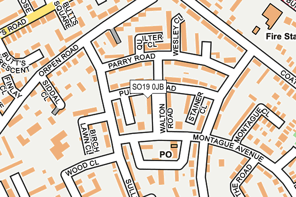 SO19 0JB map - OS OpenMap – Local (Ordnance Survey)