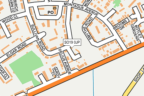 SO19 0JP map - OS OpenMap – Local (Ordnance Survey)