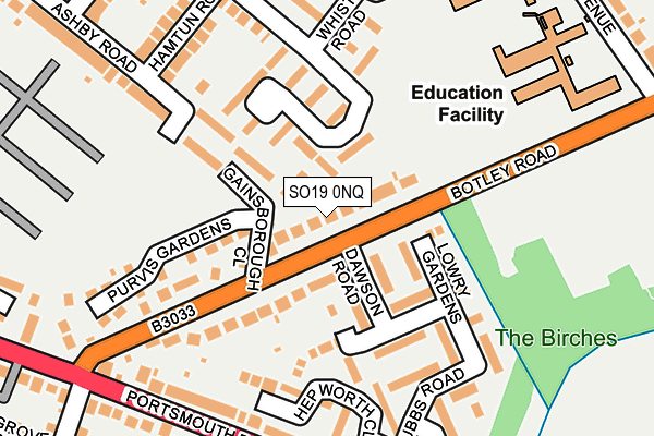 SO19 0NQ map - OS OpenMap – Local (Ordnance Survey)