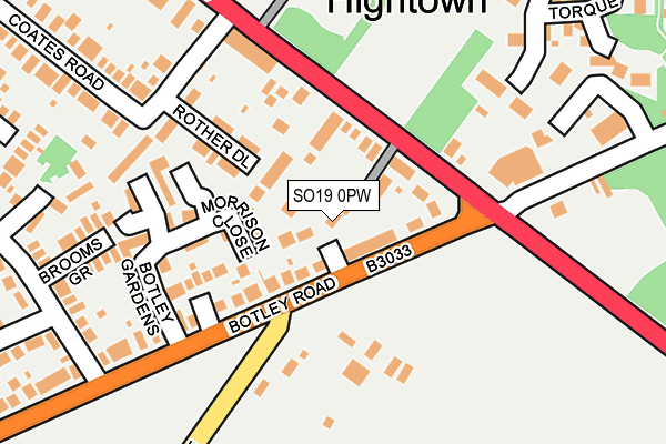 SO19 0PW map - OS OpenMap – Local (Ordnance Survey)