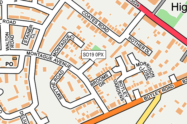 SO19 0PX map - OS OpenMap – Local (Ordnance Survey)