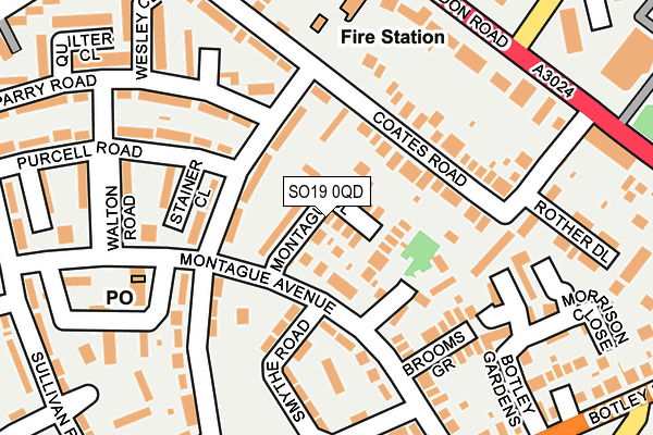 SO19 0QD map - OS OpenMap – Local (Ordnance Survey)