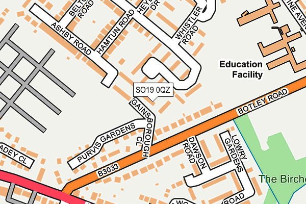 SO19 0QZ map - OS OpenMap – Local (Ordnance Survey)