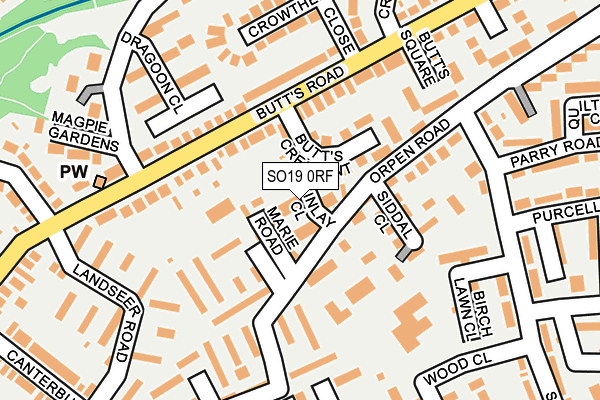 SO19 0RF map - OS OpenMap – Local (Ordnance Survey)