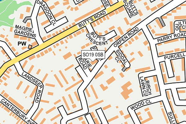 SO19 0SB map - OS OpenMap – Local (Ordnance Survey)