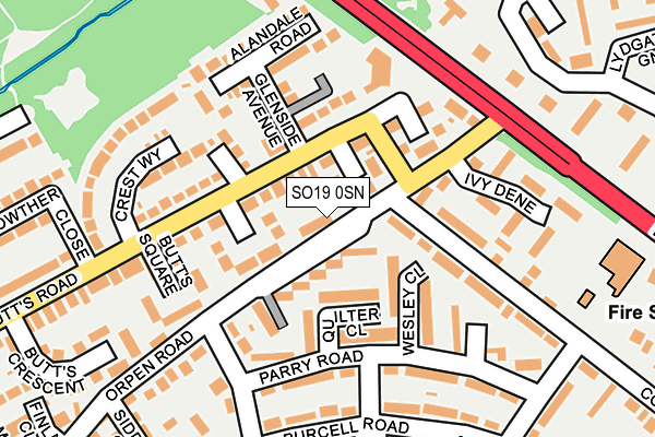 SO19 0SN map - OS OpenMap – Local (Ordnance Survey)