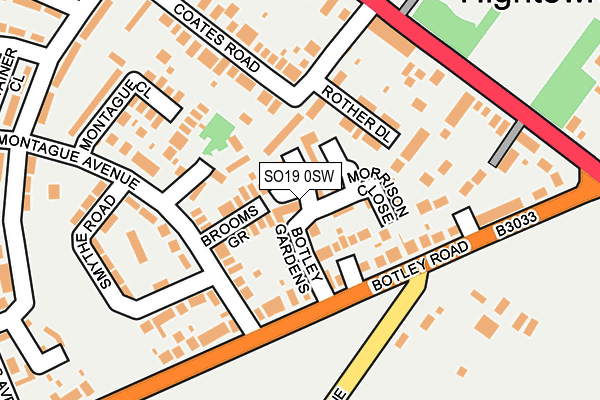 SO19 0SW map - OS OpenMap – Local (Ordnance Survey)