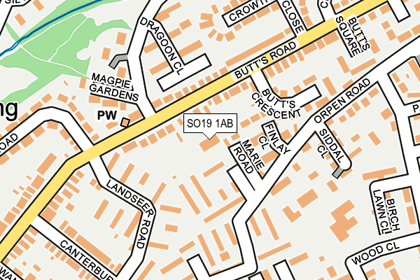 SO19 1AB map - OS OpenMap – Local (Ordnance Survey)