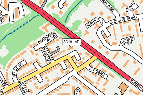 SO19 1AD map - OS OpenMap – Local (Ordnance Survey)